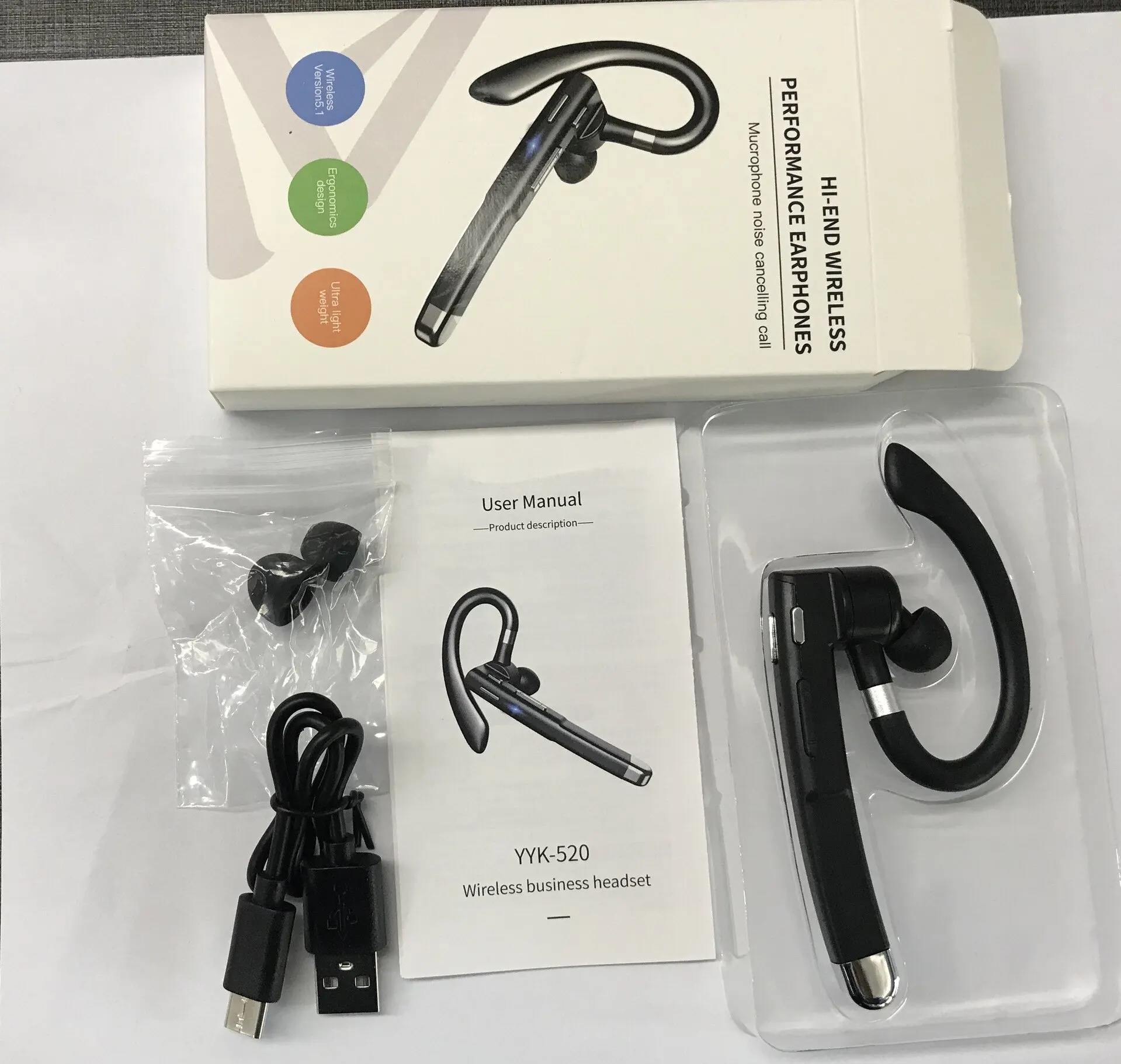 Bluetooth Headset Noise Cancel - Earphone Sport Hook review and price